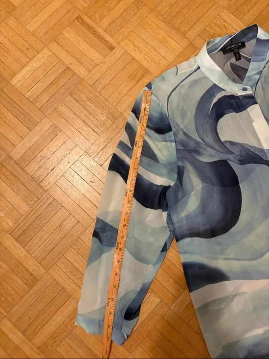 Light Blue Wave-Print Shirt Dress - Women - Picture 8 of 15